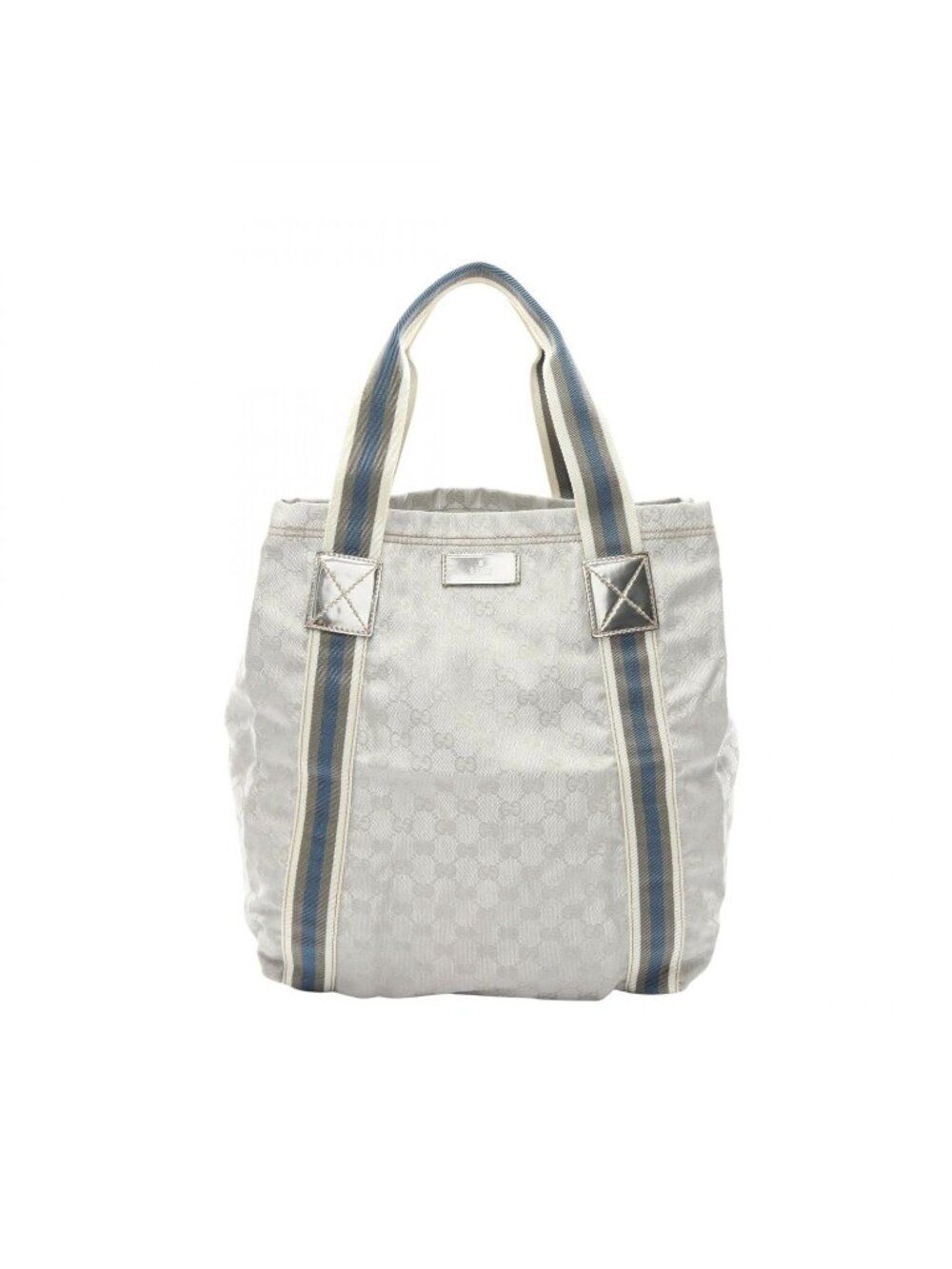 Gucci Tote Bag GG Canvas Sherry Line Silver